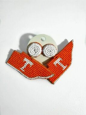 University of Tennessee Vols Orange & White Beaded Statement Earrings NWT